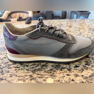 Brunello Cucinelli Gray and Burgundy Sneakers